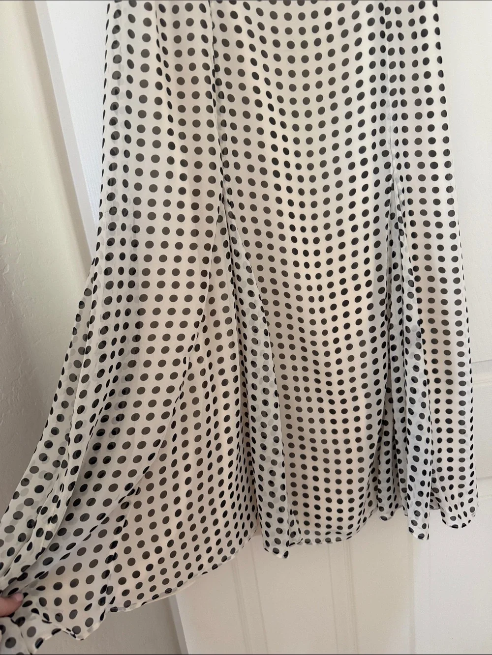 Polka Dot Strapless Maxi Dress - Black on Cream w/Optional Adjustable Straps